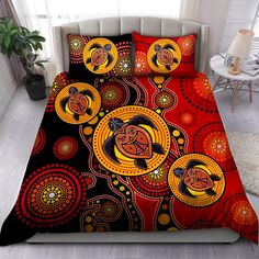 Aboriginal Bedding Set Aboriginal Australia, Sea Turtle Gifts, Turtle Gifts, Turtle Painting, Blanket Cover, Personalized Bedding, Duvet Bedding, Sea Turtles, Quilt Sets Bedding