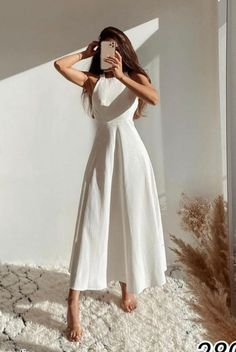 Simplistic Dresses, Simple White Long Dress, Elegant Summer Dress, Dress Summer Outfits, Elegant Casual Dresses, Soft Minimalism Fashion, Linen Dress Elegant Classy, Linen Summer Dress, White Linen Dress