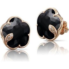 These Petit Joli Stud Earrings in 18k Rose Gold with Onyx, White and Champagne Diamonds are the epitome of elegance and grace. The intricate floral design is perfect for the free-spirited woman who loves to stay connected with nature. The colors used in the design represent the beauty of the sky, space and earth, and the black onyx represents the strength and intensity of being.Crafted with 18k Rose Gold and weighing 3.93g, these earrings are a symbol of pure luxury. The white diamonds with 2 st Space And Earth, Pasquale Bruni, Rose Gold Flower, Black Onyx Earrings, Black Gems, Onyx Earrings, Trendy Earrings, Champagne Diamond, Ring Size Guide