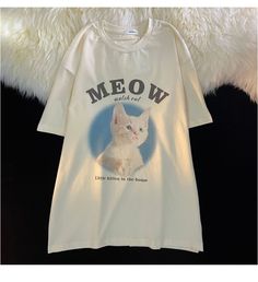 Show your love for cats with our "Meow Watch Out" Adorable Cat Lover T Shirt Streetwear. This "Meow Watch Out" Adorable Cat Streetwear t-shirt is a must-have for cat lovers everywhere. Showcasing a unique and eye-catching design of a cat, this stylish garment is sure to draw attention. Perfect for everyday wear or special occasions, this cat lover t shirt will make sure you look fashionable and make heads turn. Dimensions (cm/Inch): Custom Cat Shirt, Clothes With Cats On Them, Cute Cat Shirt, T Shirt Cat Design, Cat Themed Things, Cat Tshirt Design Ideas, Cat T-shirts, Pet Tshirt Design, Cat T Shirt Design