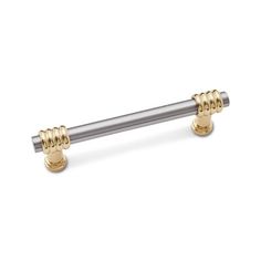 an image of a metal bar with two gold knobs on the top and bottom