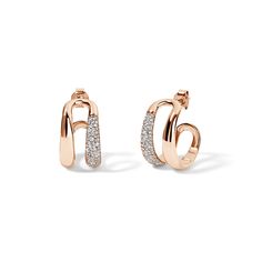 The Gold and Diamond Double Domed hoop earring is a stylish variation of the classic hoop earring design, featuring one gold hoop and one diamond hoop. These hoops will complement both casual and formal attire, making them a versatile addition to any jewelry collection. Available in 14K White, Yellow, and Rose Gold Diamond weight = 0.89 carats Diamond quality = GH-Color, SI-Clarity Hoop size = 18mm Inner Diameter Luxury Small Hoop Fine Jewelry, Designer Luxury Yellow Gold Hoop Earrings, Luxury Earrings Aesthetic, Modern Rose Gold Diamond Hoop Earrings, Rose Gold Hoop Diamond Earrings For Formal Occasions, Formal Rose Gold Hoop Diamond Earrings, Drop Earrings Diamond, Brand Earrings, Gold Diamond Hoop Earrings