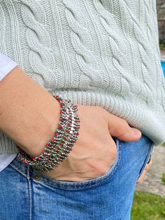 Excited to share the latest addition to my #etsy shop: Bead Woven Fringe Bracelet, Handwoven Bead Bracelet, Bead Woven Bracelet, Gift for Her, Holiday Gift, Christmas Gift https://etsy.me/3EXzTo2 #silver #square #red #no #women #glass #slideclasp #bohohippie #beadwoven Fringe Bracelet, Bead Woven Bracelet, Red And Turquoise, Bracelet Bead, Woven Bracelet, Bracelet Women, Woven Bracelets, Elegant Bracelet, Turquoise Color