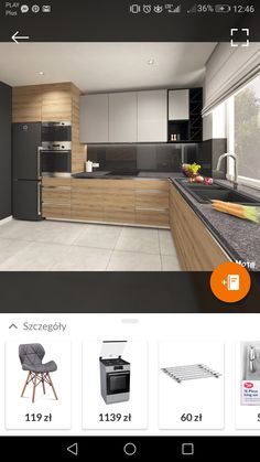 an image of a kitchen that is on the app store page, with other items displayed