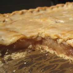 a piece of pie sitting on top of a wooden table