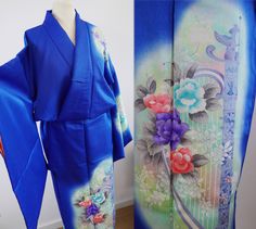 ■ Product Details total length: 163 cm (from shoulder) Yuki length: 65 cm (Yuki is the center of the Kimono to the edge of the sleeve) sleeve length (vertical): 57 cm width: 62cm*2 made in Japan material: polyester Shipping with DHL insured ※ No returns accepted Kimono Floral, Blue Kimono, Small Company, Japanese Kimono, Dress Clothes For Women, The Edge, Floral Motif, Blue Backgrounds, Made In Japan