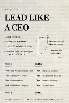 a page with instructions on how to lead like a ceo