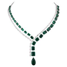 Luxury Emerald Gemstone Necklace For Formal Occasions, Luxury White Gold Emerald Diamond Necklace, Luxury Emerald Necklace For Anniversary, Luxury Diamond Gemstone Necklace For Formal Occasions, Luxury Diamond Necklace With Gemstone For Formal Occasions, Formal Emerald Diamond Necklace In White Gold, Formal White Gold Emerald Diamond Necklace, Exquisite Gemstone Diamond Necklace For Formal Occasions, Exquisite Gemstone Diamond Necklace For Formal Events