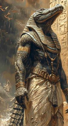 an egyptian man dressed in armor and jewelry