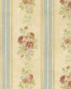 a wallpaper with flowers and stripes on it