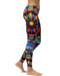 Nice 'n Colorful Our Mandala Collection has been designed with the yogi in mind. In a rainbow of color the geometric configuration of the mandala evolves. Unique and fun these leggings are 100% handmade, squat proof, super soft and comfy. A rainbow of blue, red, yellow, orange, purple and green, the Gearbunch Colorful Mandala Leggings are perfect for yoga, the gym or as your everyday everywhere pant. Be Happy, Be Bright, Be You with Gearbunch Multicolor Casual Yoga Pants For Pilates, Casual Multicolor Yoga Pants For Pilates, Casual Multicolor Leggings For Pilates, Multicolor Stretch Yoga Pants, Casual Multicolor Yoga Pants, Fitted Multicolor Yoga Pants, Multicolor Stretch Yoga Pants For Pilates, Multicolor Fitted Leggings For Festival, Multicolor Stretch Yoga Pants For Festivals