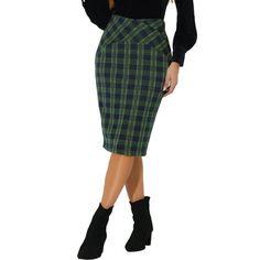 Occasion: Beach, Shopping, Dating, Weekend Gathering,Summer Vacation ,Outdoors, Daily Wear, Party, Club, Casual etc. Dress Up: The plaid stretchy skirt is easy to match with anything, such as high heels, boots, sandals, flip flops or sneakers.Measurement (in inches) Size----------Length----------Waist----------Hip XS----------------24.9---------------26.0-------------36.2 S------------------25.4---------------27.6-------------37.8 M-----------------26.0---------------29.1-------------39.4 L----- Green Fitted Casual Pencil Skirt, Fitted Green Pencil Skirt For Fall, Green Fitted Mini Skirt For Office, High Waist Fitted Green Pencil Skirt, Fitted High Waist Green Pencil Skirt, Womens Denim Skirts, Distressed Skirt, Beach Shopping, Business Skirt