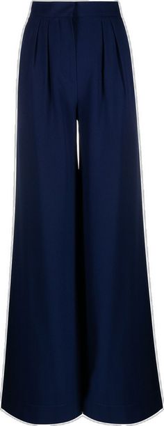 Alberta Ferretti, Wide Leg Trousers, Wide Leg, Trousers, High Waisted, Collage, Pins, Blue