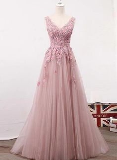 Pink Tulle Prom Dress, Princess Prom Dresses, Floral Prom Dresses, Pink Evening Dress, Elegant Prom Dresses, Prom Dresses For Teens, Pink Tulle, Tulle Prom Dress, Evening Party Dress