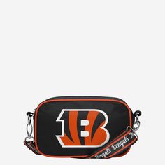 Cincinnati Bengals Team Logo Crossbody Bag FOCO - FOCO.com Rectangular Black Bag For Sports Events, Black Casual Bag For Sports Events, Casual Black Bag For Sports Events, Functional Rectangular College Bags, Functional Rectangular College Bag, Black Bags For Sports With School Spirit Style, Sporty Rectangular Bag With Logo, Sporty Bags For Football Season, Sporty Rectangular Shoulder Bag For Sports Events