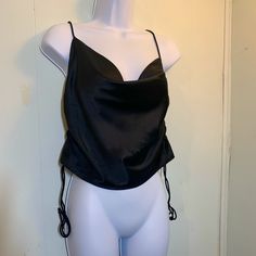 Size: 4 (Shein Small) Material: 97% Polyester 3% Elastane Color: Black Style: Cow Neck, Halter And Drawstring Seams To Crop Hem, Camisole, Sleek, Sexy, Cocktail, Neutral Brand: Shein Condition: Excellent Never Worn **Approx. Meas. - Size: 4 (Shein's Size S) -Bust/Pit To Pit: 15" -Full Top Front Length: 13" -Full Top Back Length: 8.5" -Waist/Hem Opening Length: 16.5" -Drawstring Seam Length: 7.5" -Straps: 39" **Mannequin Is Size Small 5/6 Everything Must Go! Always Open To Reasonable Offers! Solid Color Cami Top For Night Out, Solid Color Tank Top For Party, Evening Camisole Tops With Built-in Bra, Elegant Black Tank Crop Top, Solid Color Top With Built-in Bra For Evening, Evening Cami Tops With Built-in Bra, Black Camisole Crop Top For Evening, Casual Evening Cami Top, Black Party Tops With Built-in Bra