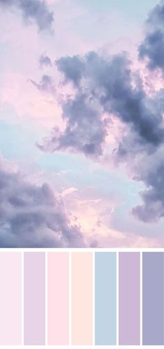 the sky is filled with clouds in pastel shades