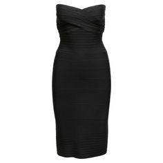 Black strapless bandage dress by Herve Leger. Sweetheart neckline. Zip closure at back. 24" bust, 26" waist, 41" length. Herve Leger, Bandage Dress, Sweetheart Neckline, Evening Dresses, Black Dress, Fashion Outfits, Wardrobe, For Sale, Dresses