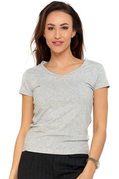 Timeless Comfort Classic V-Neck Tee - Grey / S - Sport Finesse Basic V-neck Loungewear Tops, Gray V-neck T-shirt For Everyday, Gray Everyday V-neck T-shirt, Everyday Gray V-neck T-shirt, Basic Gray V-neck Tops, Classic Gray V-neck Top, Cycling T Shirts, Catering Desserts, Womens Dress Tops