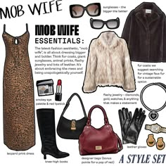 mob wife essentials 💄 what do you think of this aesthetic? The latest fashion aesthetic, “mob wife”, is all about dressing bigger and bolder. Think fur coats, giant sunglasses, animal prints, flashy jewelry and lots of leather. It’s about embracing the mess and being unapologetically yourself 🌟 #mobwife #mobwifeaesthetic Mob Wives Aesthetic, Italian American Aesthetic, Italian Mob Wife Aesthetic, Giant Sunglasses, Flashy Jewelry, Model Core