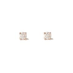 "This finely handcrafted tiny solitaire stud earring is made with a 1mm (diameter) genuine GVs1 quality round brilliant cut natural real Diamond & set into a traditional four prong setting composed of 14K solid gold. Comes with secure matching 14K solid gold earring backs. ♦ Diamond Dimensions: approximately 1.5mm (d) ♦ Post Thickness: 20 gauge (0.8mm) ♦ Metal Finish: High Shine Polish ♦ This design is available in Rose, White & Yellow 14K Gold ♦ Backing Type: your choice of Push Back or Minimalist Rose Gold Earrings With Prong Setting, Minimalist Rose Gold Earrings With Single Diamond, Everyday White Gold Solitaire Earrings, Minimalist Diamond White Solitaire Earrings, Minimalist Solitaire Round Cut Earrings, Rose Gold Single Diamond Earrings For Gift, Everyday White Diamond Earrings With Single Diamond, Minimalist White Diamond Earrings With Single Diamond, Minimalist White Diamond Earrings With Single Stone