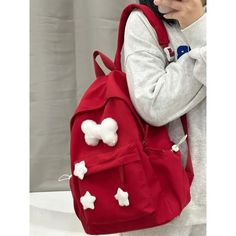 UAKISS - Japanese Kawaii Star Bone Backpack for Girls Large Capacity Cute Backpacks Korean Leisure Sweet Fashion Student Schoolbags Y2k size : Length:29 cm Width:14cm Height: 39 cm Note: All bags do not have pendants The values are all manually measured, and if there is an error of 1-3cm, it is within the normal range Casual Star-shaped Shoulder Bag For School, Cute Red Backpack For School, Cute Red School Backpack, Star-shaped School Bags For Back To School, Casual Red Shoulder Bag For Students, Trendy Red Backpack For Back To School, Black School Bags, Fashion Student, Sweet Fashion