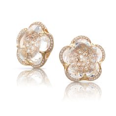 Pasquale Bruni Jewelry - Bon Ton 18k Rose Gold Rock Crystal Diamond Earrings | Manfredi Jewels Champagne Diamond Earrings, Pasquale Bruni, Diamonds Earrings, Bon Ton, The Embrace, Crystal White, Champagne Diamond, Crystal Stud Earrings, Pink Quartz