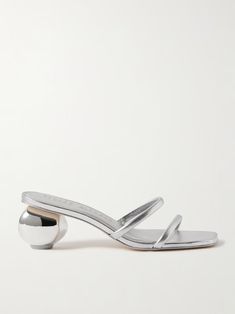 CULT GAIA Leora metallic leather mules | NET-A-PORTER Metal Shoes, Beachy Dresses, Shoes Silver, Cult Gaia, Fine Watches, Leather Mules, Pump Sandals, Metallic Leather, Mules Shoes