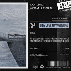 the back cover of this love my version album is black and white, with an image of a bridge in the background