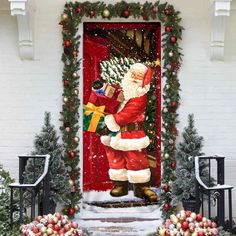 He Will Visit You At Home This Christmas Door Cover - Santa Claus Door Cover - Unique Gifts Doorcover Christmas Door Cover, Door Coverings, Funny Santa Claus, Door Covers, Christmas Cover, Door Cover, Christmas Gift Decorations, Santa Claus Christmas, Christmas Porch