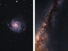 two different views of the same star in the sky, one with a spiral galaxy