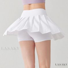 Lasaky - Pleated Yoga Skirt with Anti-Slip Design, Ideal for Badminton, Tennis, High-Waisted Running, Fitness, and Sports Skirt Sporty Spring Tennis Skirt With Wide Waistband, Summer Sports Pleated Skort, Sports Mini Pleated Skirt, Sports Pleated Mini Skirt, Sports Stretch Pleated Skirt, Stretch Pleated Tennis Skirt For Workout, Skirted Sports Skirt For Summer, Sports Mini Skirt Pleated, Stretch Pleated Sports Skirt