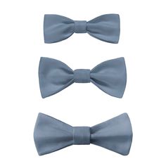 two bow ties are shown in three different colors, one is light blue and the other is pale blue