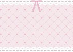 a pink wallpaper with hearts and bows on the top, in front of a white background