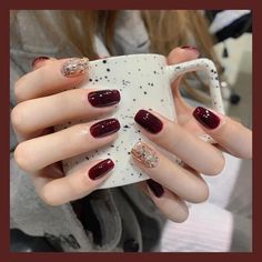 Nail Extension Designs Simple, Outfit Navidad, Nail Polish Combinations, Ideas Uñas, Fancy Nail Art, Wine Nails, Gel Toe Nails, Christmas Gel