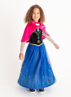 Frozen Anna Costume, Netted Skirt, Anna Dress Frozen, Disney Frozen Anna, Pink Cape, Net Skirt