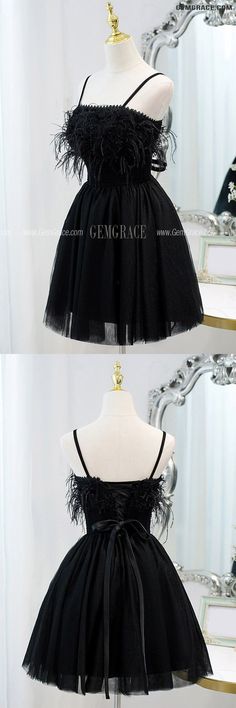 10% off now|Free shipping world-wide. Little Black Short Tulle Homecoming Dress with Feathers at GemGrace. Click to learn our pro custom-made service for wedding dress, formal dress. View #HomecomingDresses for more ideas. Black Mini Length Tulle Dress, Black Mini Dress With Tulle Skirt, Black Mini Tulle Dress, Black Tulle Tutu Dress For Prom, Black Tulle Tutu Dress For Summer, Sleeveless Black Tutu Dress For Party, Elegant Black Sleeveless Tutu Dress, Black Fitted Sleeveless Tutu Dress, Dress With Feathers