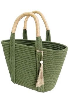 Get ready for some beachy boho vibes with our Tassel Braided Woven Beach Tote. The neutral color and thick wavy braided design make this bag not only stylish but also durable for all your vacay adventures. Complete with funky tassel decor, it's the perfect accessory for your next seaside escape! 100% Acrylic﻿ Wrapped Double Top Handle: 5" Drop 1 Main Compartment Approx 14"x10"x4.25" (10" Base)