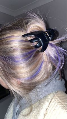 Blonde Hair Purple Tips, Blonde With Purple Tips, Blonde Hair With Purple Tips, Hair Job, Temporary Hair Dye, Semi Permanent Hair Dye, Hair Streaks, Dyed Hair Inspiration, Hair Color Pastel