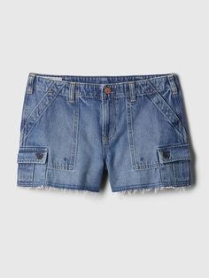 Low Rise Y2K Cargo Denim Shorts | Gap Relaxed Fit Mid-rise Shorts With Patch Pockets, Mid-rise Relaxed Fit Shorts With Patch Pockets, Denim Jean Shorts With Patch Pockets, Denim Bottoms With Patch Pockets, Short Denim Bottoms With Patch Pockets, Medium Wash Shorts With Patch Pockets, Spring Mid-rise Jean Shorts With Patch Pockets, Gap Cotton Medium Wash Shorts, Medium Wash Jean Shorts With Patch Pockets