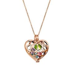 Interlocking Hearts Custom Birthstone Rose Gold Locket Rose Gold Locket, Heart Shaped Locket, Engraved Locket, Gold Heart Locket, Mother Necklace, Caged Necklace, Interlocking Hearts, Necklace Birthstone, Gold Locket