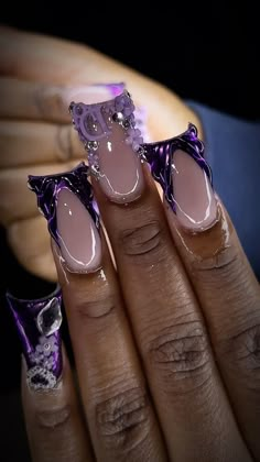 Purple Duck Nails, Purple Acrylic Nails, Duck Nails, Hard Nails, Colored Acrylic Nails, Girly Acrylic Nails, Her Nails, Short Square Acrylic Nails, Dope Nail Designs