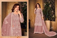 Fabric Details :-Top :- Net With Cording Work Palazzo :- Santoon With Work LaceInner :- Santoon Dupatta :- Net With Cording Work Work :- Cording WorkLength :- Max up 36" to 38" InchesSize :- Max up to 46" InchesStyle :- Salwar Kameez Plazzo SuitsType :- Ready to WearWash :- First Time Dry Clean Fitted Long Sleeve Palazzo Set For Eid, Plazzo Suits, Top Net, Palazzo Suit, Indian Designer, Small Chest, Fabric Details, Indian Design, Festival Wear