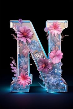 the letter n is made up of flowers