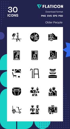 the flat icon set includes icons such as people, children's toys and other things