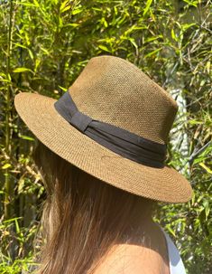 Panama Hats - 100% woven palm sizes: 56/57cm and 58/59cm Brown Lightweight Fedora Sun Hat, Lightweight Brown Fedora Sun Hat, Lightweight Brown Fedora For Outdoor, Lightweight Brown Brimmed Fedora, Lightweight Brown Panama Hat For Outdoor, Lightweight Short Brim Brown Panama Hat, Brown Flat Brim Fedora For Vacation, Brown Woven Travel Hat, Lightweight Brown Fedora Straw Hat