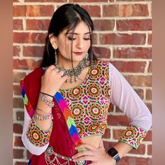 Worn For Garba, Such A Nice Deep Flare Of The Lehenga When You Twirl, Easy To Manage And Has A Deep Gorgeous Combination Of Colors Paired With White. *Jewelry Not Included. Garba Choli, Deep Maroon, Color Pairing, White Jewelry, Lehenga, Red White, Red And White, Red, Women Shopping