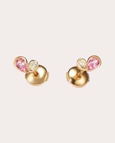 A fusion of love and individuality, these 18-karat gold stud earrings feature pear-cut diamond and pink tourmaline stones that together form the shape of a heart. From Milamore's Duo Heart Collection, a modern toi-et-moi aesthetic celebrating love's diversity. Recycled 18k yellow gold, pink tourmaline and diamond Carat: 0.1 ctw diamond, 0.17-0.24 ctw pink tourmaline Polish with soft cloth Made in Japan Pear Cut Diamond, Heart Stud Earrings, Tourmaline Stone, Gold Stud Earrings, Diamond Carat, Women Diamond, Gold Stud, Heart Studs, Heart Earrings Studs