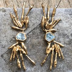 Oracle Earrings - Emilie Shapiro Studio Bucket Of Water, Rain Earrings, Molten Metal, Halo Diamond Earrings, Emerald Birthstone, Crescent Earrings, Deep Roots, Copper Sheets, Solitaire Earrings