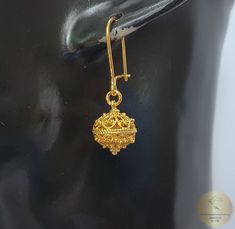 "★ Traditional Croatian filigree ball earrings, handcrafted in solid 14 k gold. Replicas of 19th century Ethnic, Heritage jewelry from Dubrovnik - Dalmatia region. Simple in style, versatile to wear with any outfit, and perfect for any occasion. Earrings end with secure - latching type of ear-wires. ★ *These earrings are handmade on order in 7-10 business days* Due to the handmade creation, every pair is unique, so there can be tiny variations in dimensions of the finished earrings. They are on Traditional Filigree Jhumkas For Gift, 22k Gold Filigree Jhumkas As Gift, Ornate Brass Jhumkas As Gift, 22k Gold Filigree Jhumkas For Gift, Temple Jewelry Filigree Jhumkas Gift, Ornate Brass Jhumkas For Gift, Temple Jewelry Danglers With Filigree As A Gift, Temple Jewelry Style Filigree Drop Earrings, Temple Style Filigree Drop Earrings